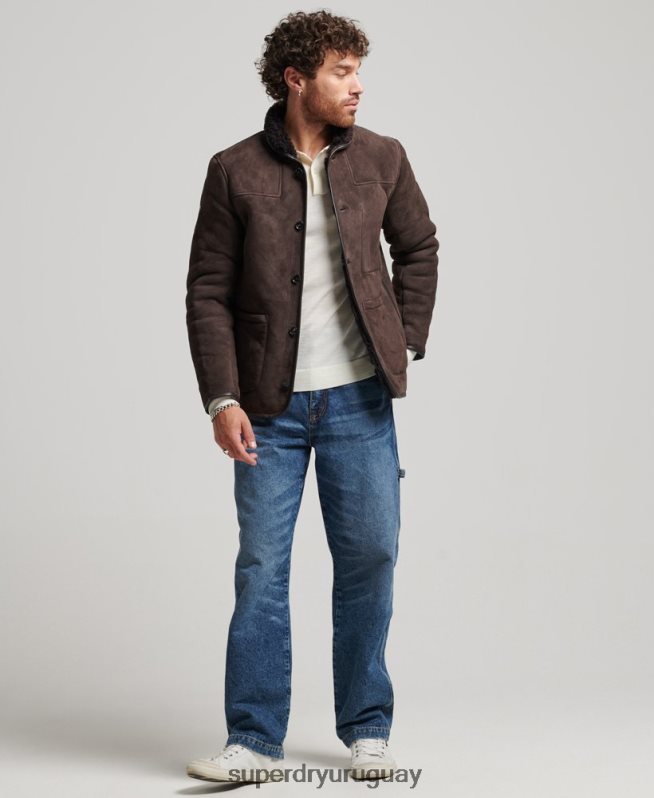 uy Superdry hombres chaqueta náutica de borrego marrón DT2N8Z4743 ropa