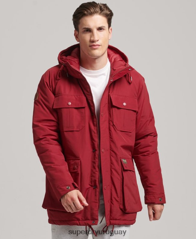 uy Superdry hombres chaqueta parka acolchada de montaña rojo DT2N8Z1064 ropa
