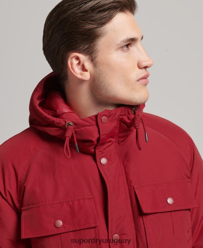 uy Superdry hombres chaqueta parka acolchada de montaña rojo DT2N8Z1064 ropa