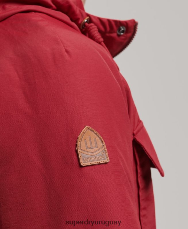 uy Superdry hombres chaqueta parka acolchada de montaña rojo DT2N8Z1064 ropa