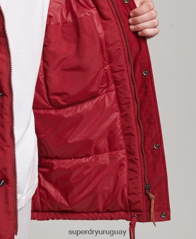 uy Superdry hombres chaqueta parka acolchada de montaña rojo DT2N8Z1064 ropa