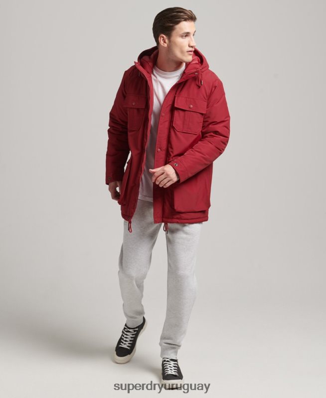 uy Superdry hombres chaqueta parka acolchada de montaña rojo DT2N8Z1064 ropa