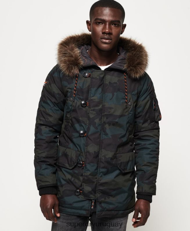 uy Superdry hombres chaqueta parka verde DT2N8Z1134 ropa