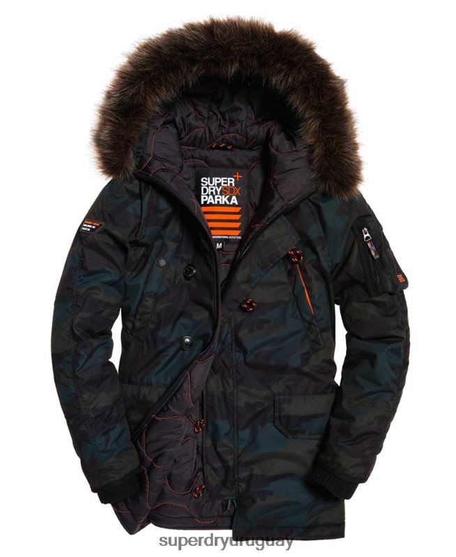 uy Superdry hombres chaqueta parka verde DT2N8Z1134 ropa