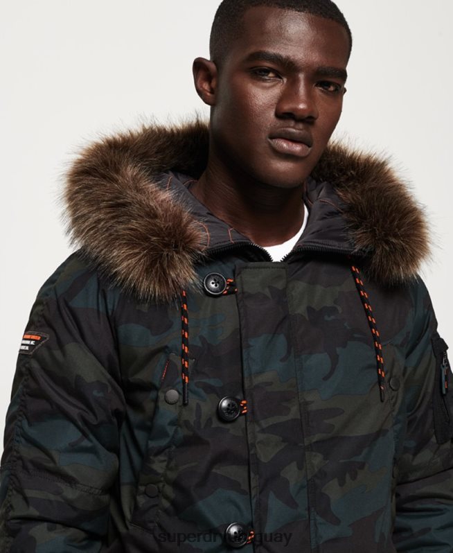 uy Superdry hombres chaqueta parka verde DT2N8Z1134 ropa