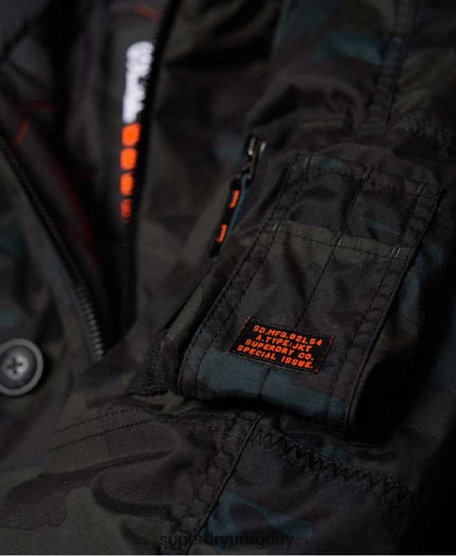 uy Superdry hombres chaqueta parka verde DT2N8Z1134 ropa