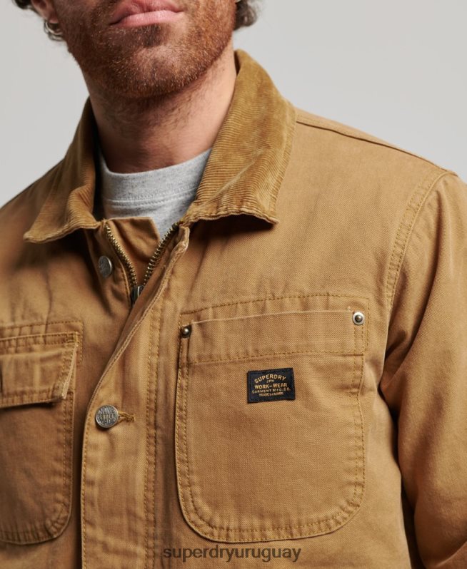 uy Superdry hombres chaqueta ranchera de ropa de trabajo marrón DT2N8Z4450 ropa