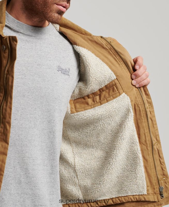 uy Superdry hombres chaqueta ranchera de ropa de trabajo marrón DT2N8Z4450 ropa
