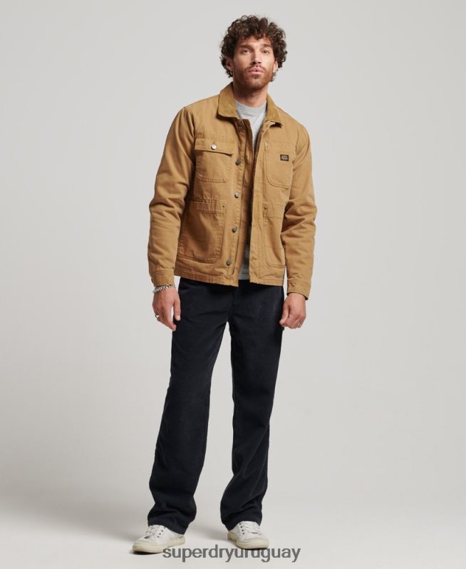 uy Superdry hombres chaqueta ranchera de ropa de trabajo marrón DT2N8Z4450 ropa