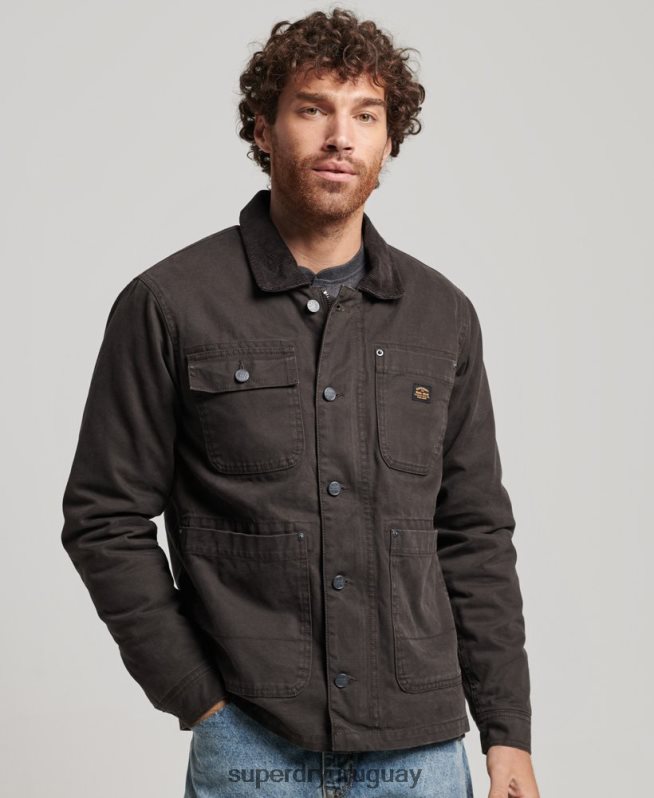 uy Superdry hombres chaqueta ranchera de ropa de trabajo marrón DT2N8Z4649 ropa