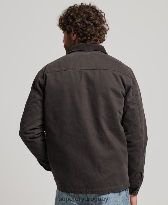 uy Superdry hombres chaqueta ranchera de ropa de trabajo marrón DT2N8Z4649 ropa