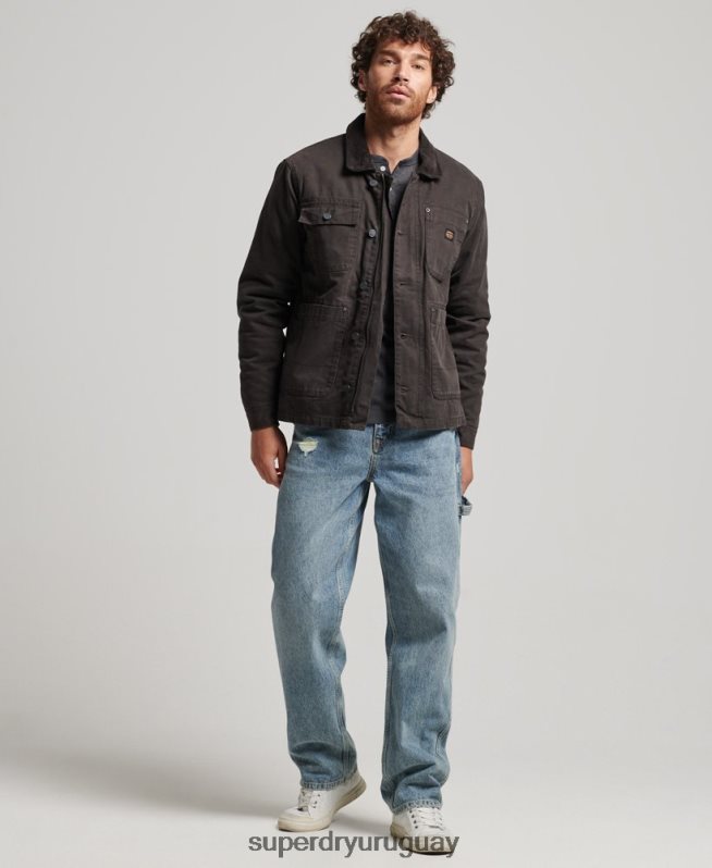 uy Superdry hombres chaqueta ranchera de ropa de trabajo marrón DT2N8Z4649 ropa
