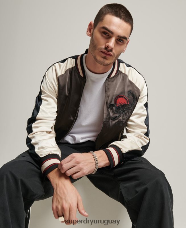 uy Superdry hombres chaqueta sukajan gris oscuro DT2N8Z912 ropa