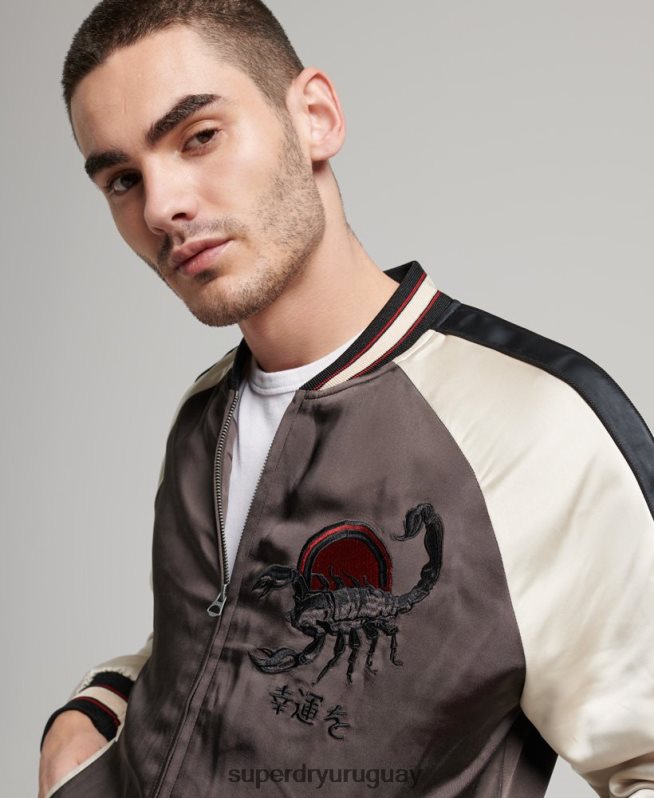 uy Superdry hombres chaqueta sukajan gris oscuro DT2N8Z912 ropa