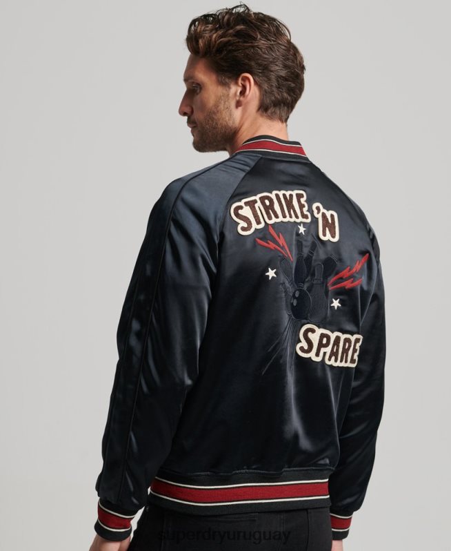 uy Superdry hombres chaqueta sukajan negro DT2N8Z935 ropa