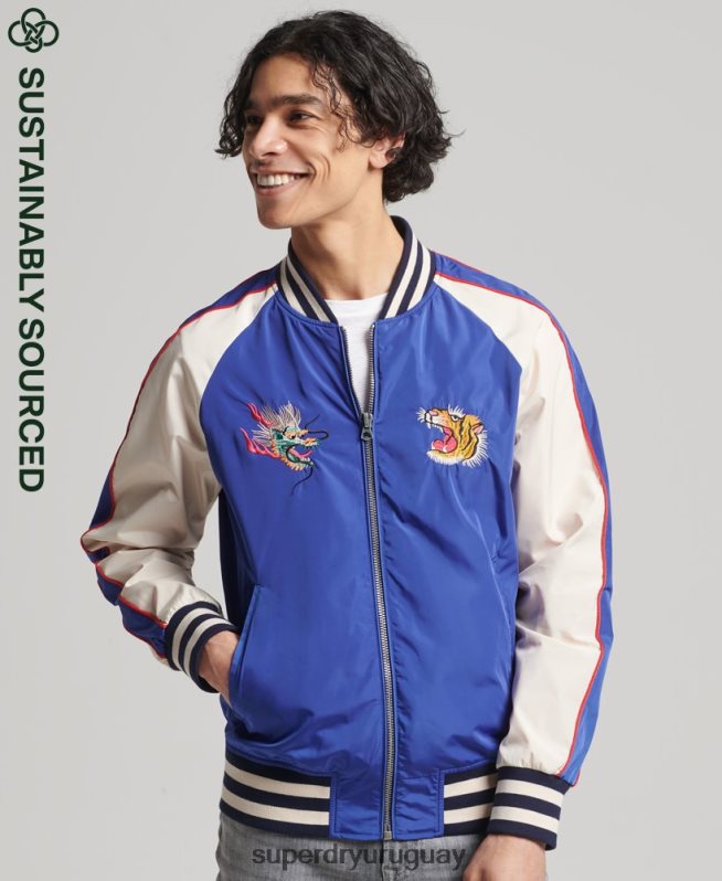 uy Superdry hombres chaqueta sukajan vintage azul DT2N8Z1174 ropa