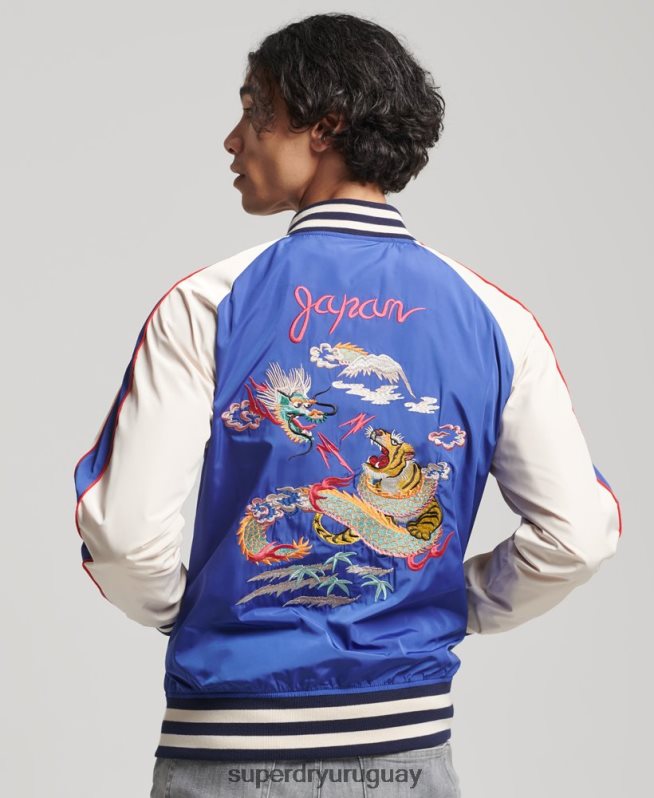 uy Superdry hombres chaqueta sukajan vintage azul DT2N8Z1174 ropa