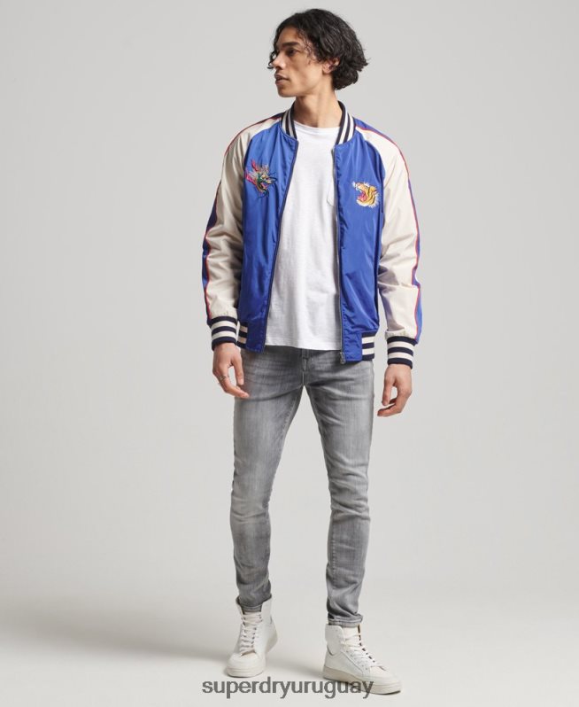 uy Superdry hombres chaqueta sukajan vintage azul DT2N8Z1174 ropa