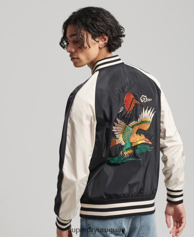 uy Superdry hombres chaqueta sukajan vintage negro DT2N8Z4599 ropa
