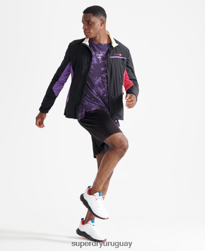 uy Superdry hombres chaqueta tejida de tren negro DT2N8Z4620 ropa