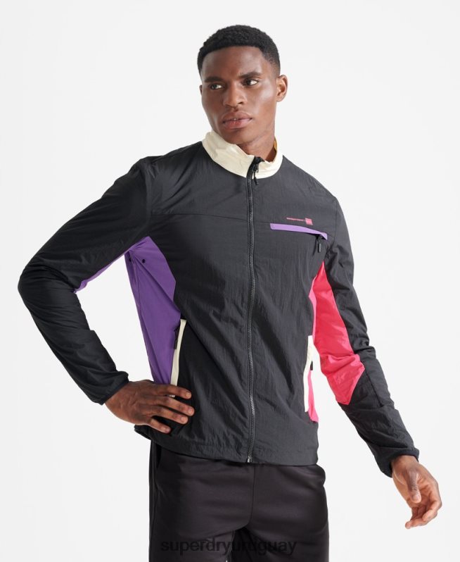 uy Superdry hombres chaqueta tejida de tren negro DT2N8Z4620 ropa