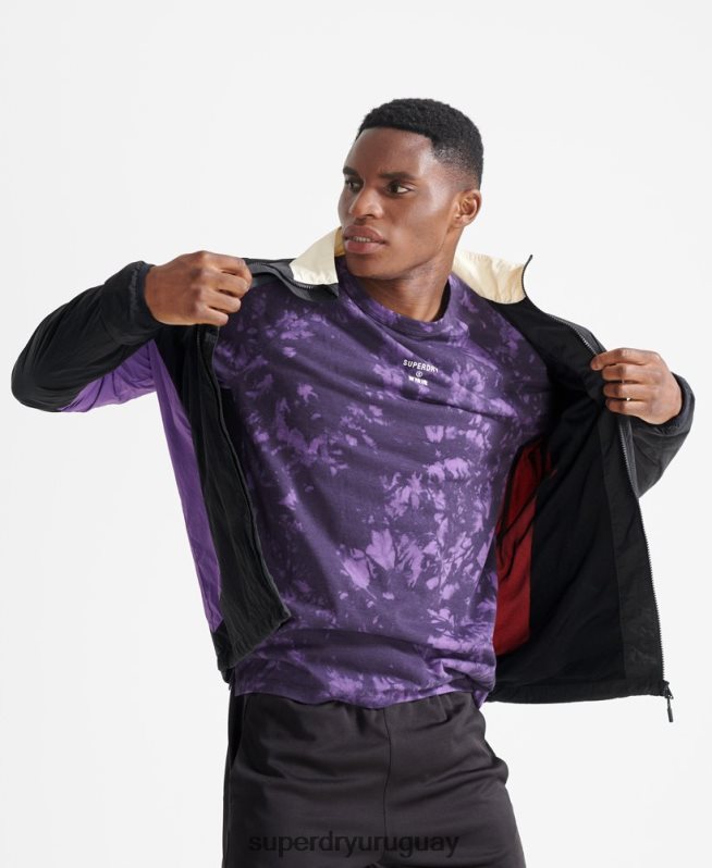uy Superdry hombres chaqueta tejida de tren negro DT2N8Z4620 ropa