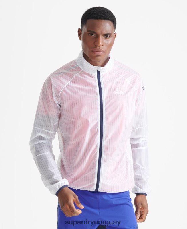 uy Superdry hombres correr chaqueta de membrana blanco DT2N8Z4661 ropa
