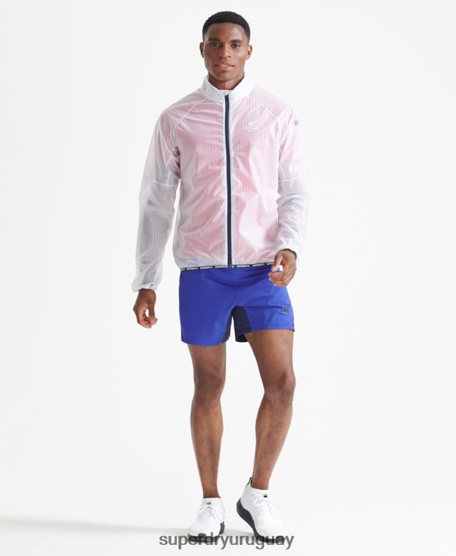 uy Superdry hombres correr chaqueta de membrana blanco DT2N8Z4661 ropa
