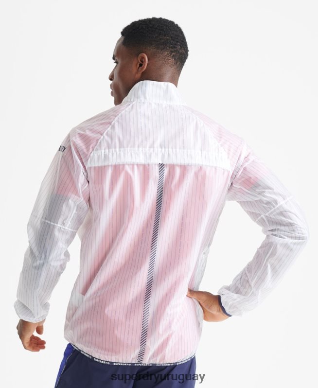 uy Superdry hombres correr chaqueta de membrana blanco DT2N8Z4661 ropa