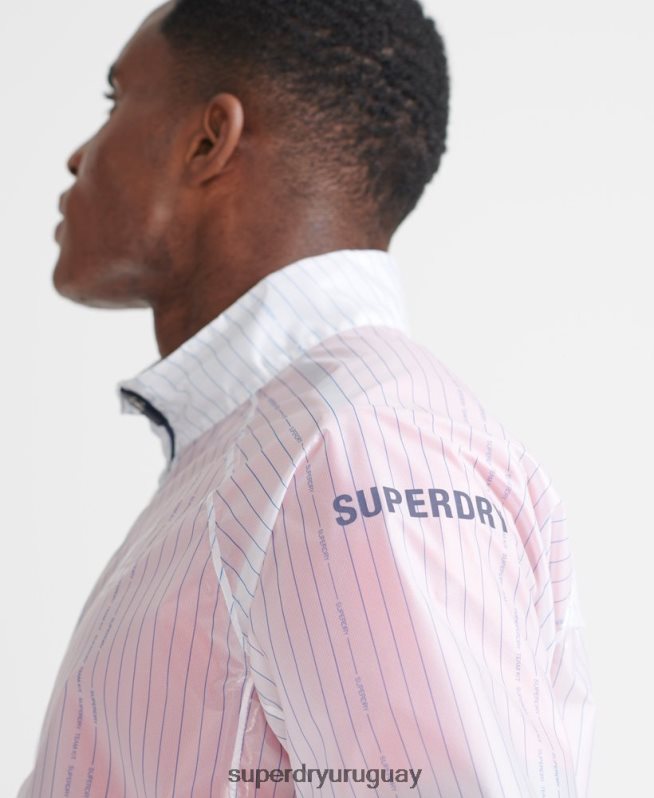 uy Superdry hombres correr chaqueta de membrana blanco DT2N8Z4661 ropa