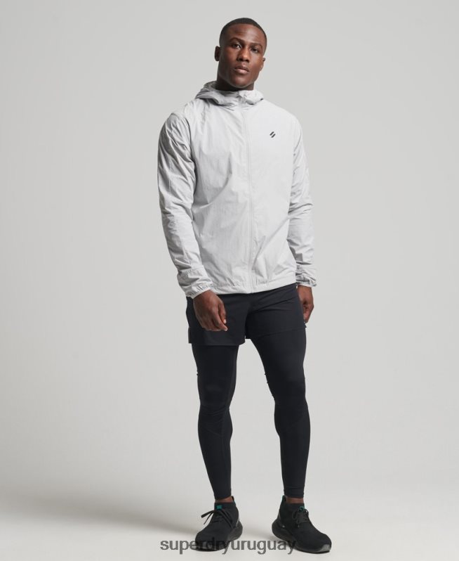 uy Superdry hombres correr chaqueta gris claro DT2N8Z5389 ropa