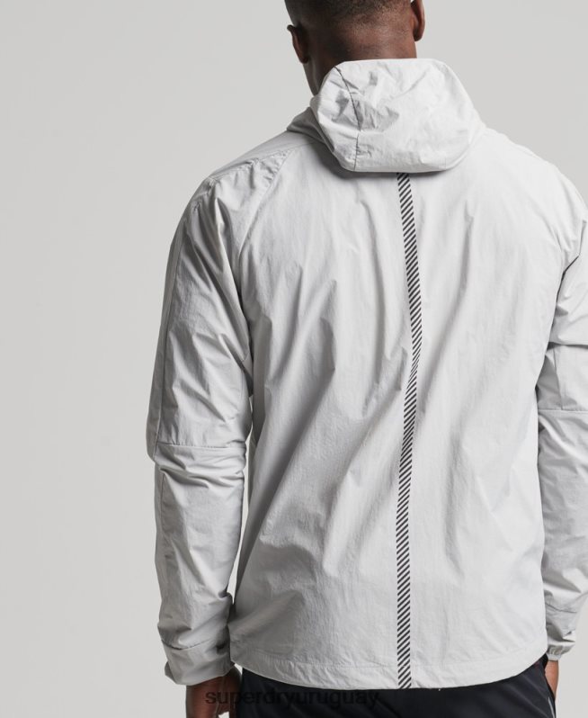 uy Superdry hombres correr chaqueta gris claro DT2N8Z5389 ropa
