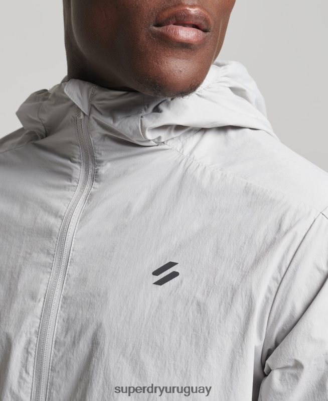 uy Superdry hombres correr chaqueta gris claro DT2N8Z5389 ropa