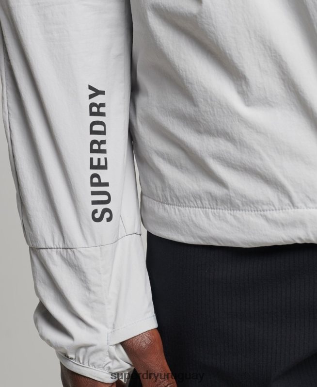 uy Superdry hombres correr chaqueta gris claro DT2N8Z5389 ropa