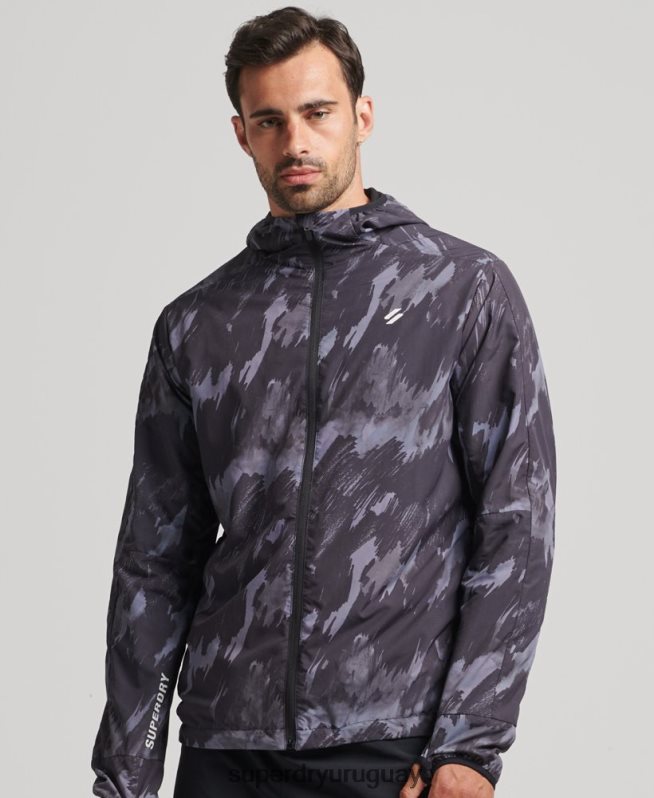 uy Superdry hombres correr chaqueta gris oscuro DT2N8Z5366 ropa