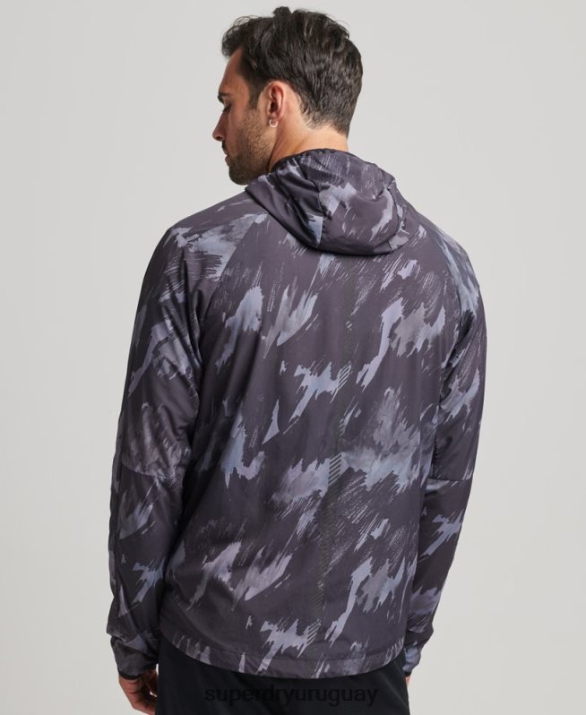 uy Superdry hombres correr chaqueta gris oscuro DT2N8Z5366 ropa