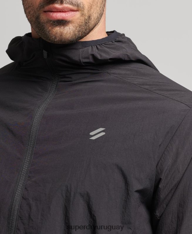 uy Superdry hombres correr chaqueta negro DT2N8Z4544 ropa