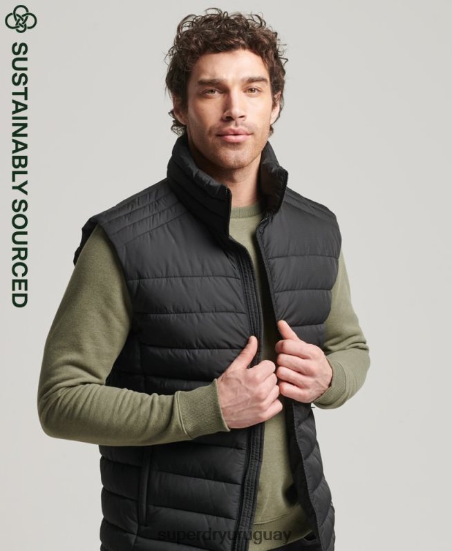 uy Superdry hombres estudios fuji chaleco negro DT2N8Z4651 ropa