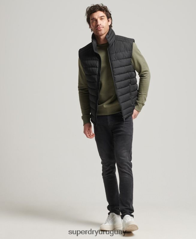 uy Superdry hombres estudios fuji chaleco negro DT2N8Z4651 ropa