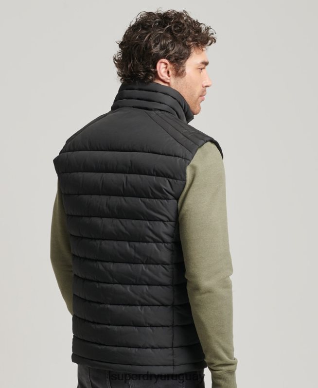 uy Superdry hombres estudios fuji chaleco negro DT2N8Z4651 ropa