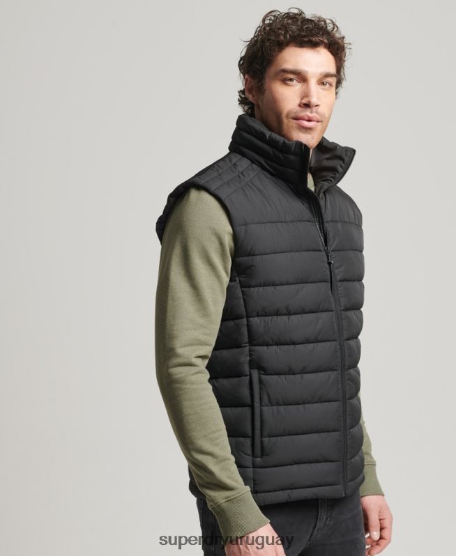 uy Superdry hombres estudios fuji chaleco negro DT2N8Z4651 ropa