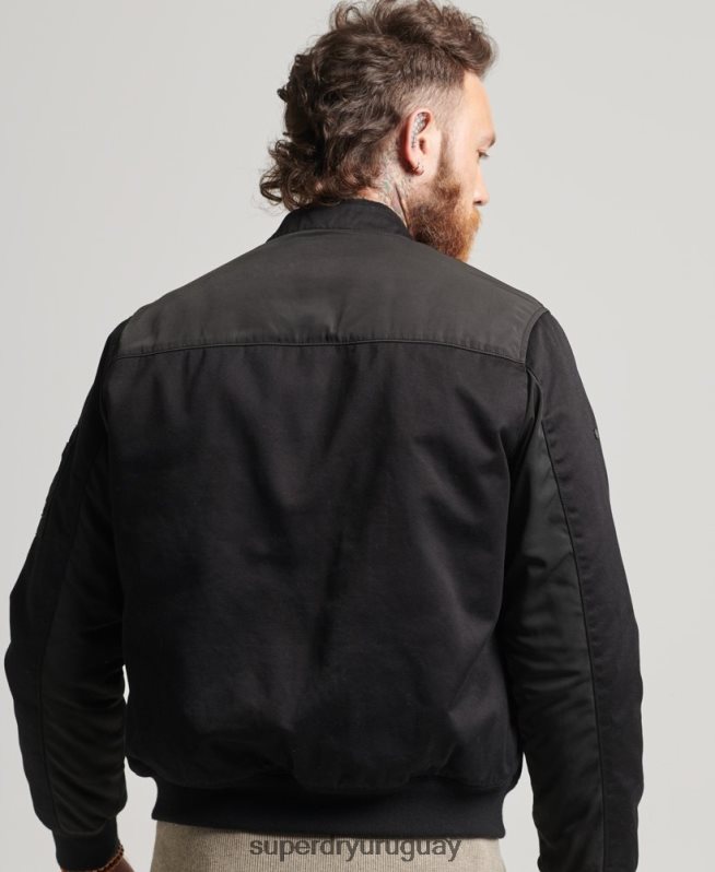 uy Superdry hombres estudios ma1 bombardero negro DT2N8Z1142 ropa