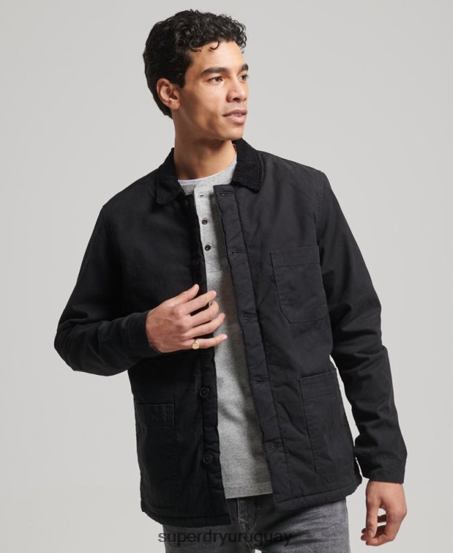 uy Superdry hombres mezcla de utilidad sobre la camisa negro DT2N8Z4598 ropa