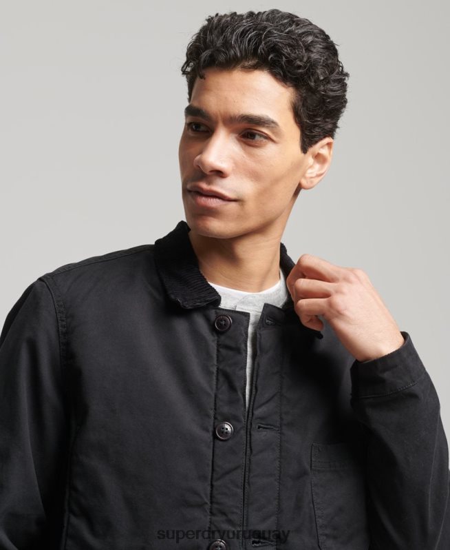 uy Superdry hombres mezcla de utilidad sobre la camisa negro DT2N8Z4598 ropa