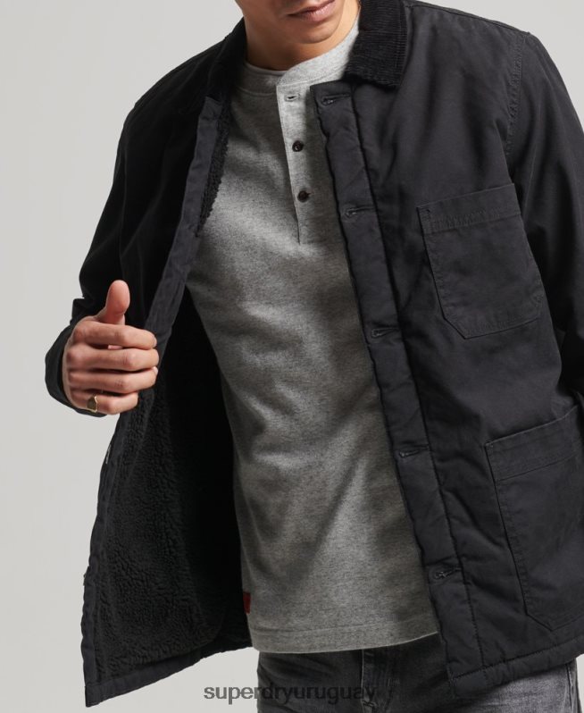 uy Superdry hombres mezcla de utilidad sobre la camisa negro DT2N8Z4598 ropa