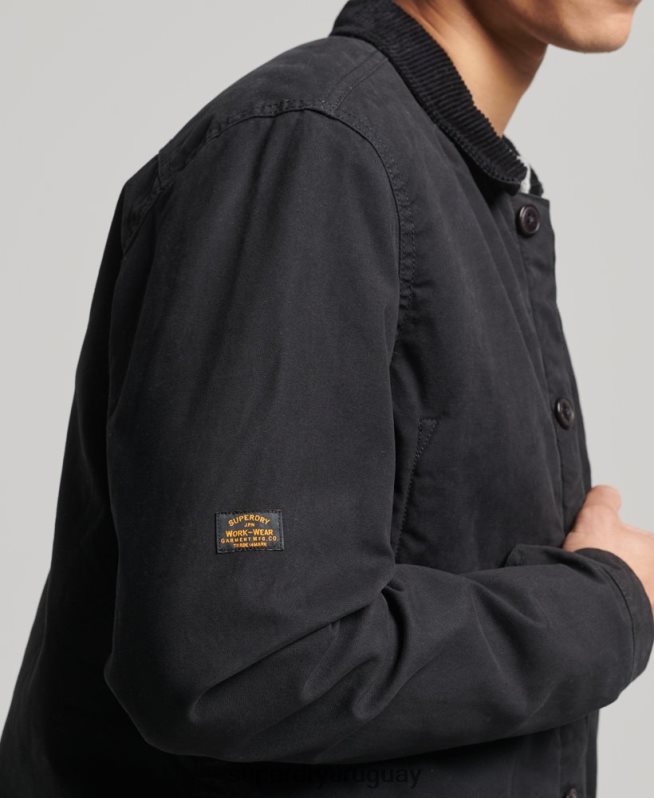 uy Superdry hombres mezcla de utilidad sobre la camisa negro DT2N8Z4598 ropa