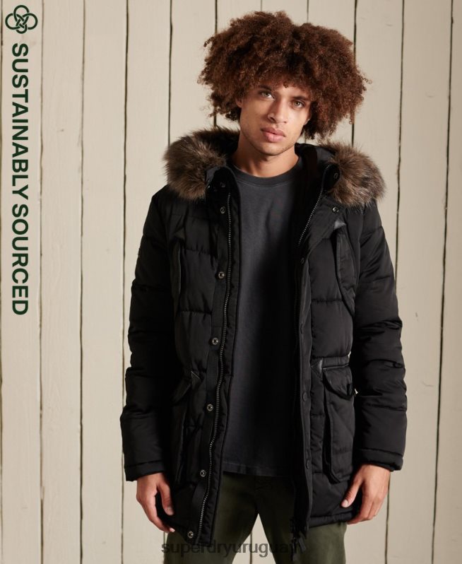 uy Superdry hombres parka chinook negro DT2N8Z4636 ropa