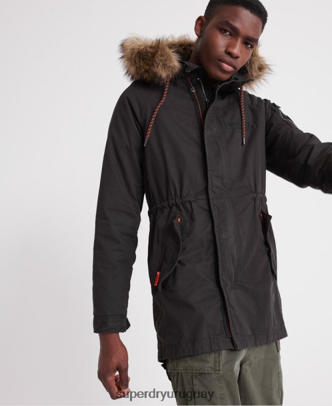 uy Superdry hombres parka de aviador rookie de montaña negro DT2N8Z4605 ropa