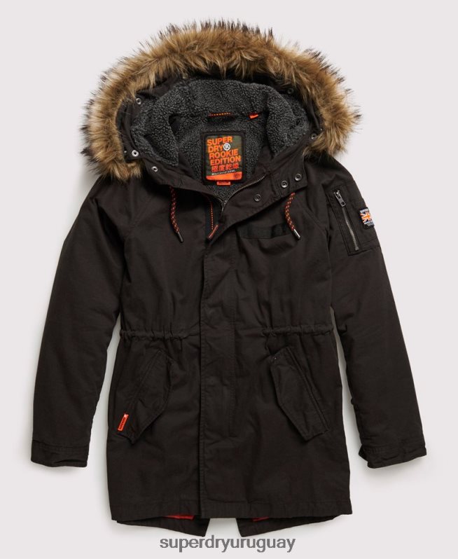 uy Superdry hombres parka de aviador rookie de montaña negro DT2N8Z4605 ropa