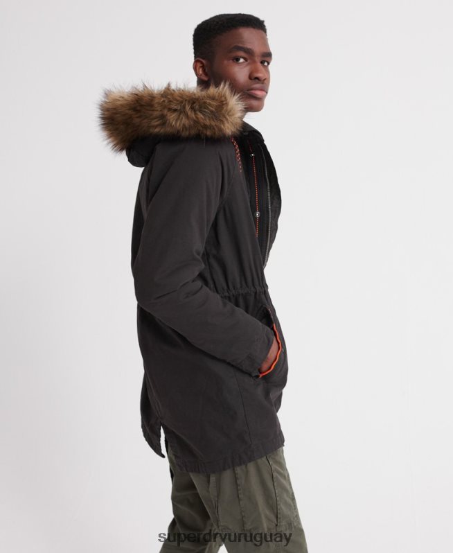 uy Superdry hombres parka de aviador rookie de montaña negro DT2N8Z4605 ropa